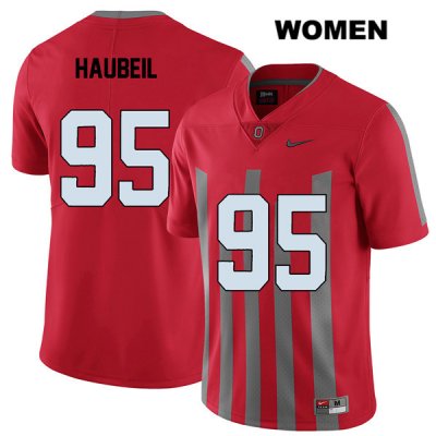 Women's NCAA Ohio State Buckeyes Blake Haubeil #95 College Stitched Elite Authentic Nike Red Football Jersey AL20T80TI